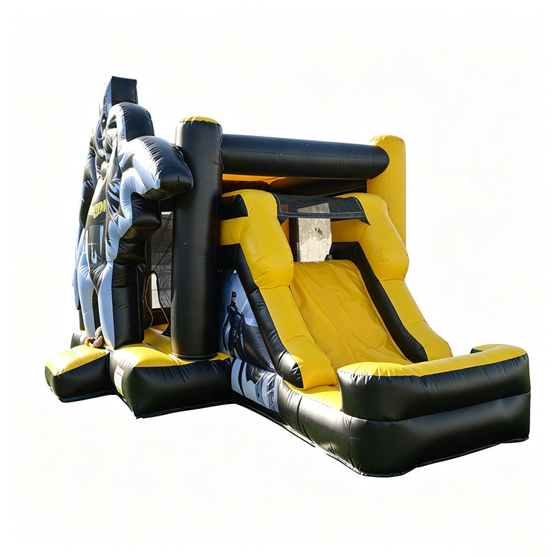  Commercial Grade Bat Superhero Inflatable Bounce House with Slide Black Yellow Bouncy Castle for Party Rental Business