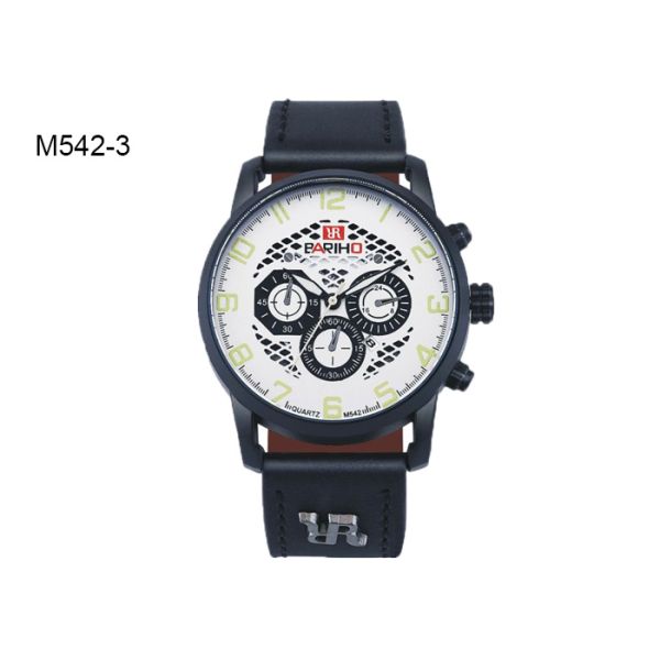 Alloy Case Fashion Quartz Watch Comfortable Black Brown Leather Strap