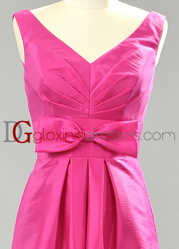 2013 A-line v-neck pleated short taffeta pink bridesmaids dresses BMGD3030