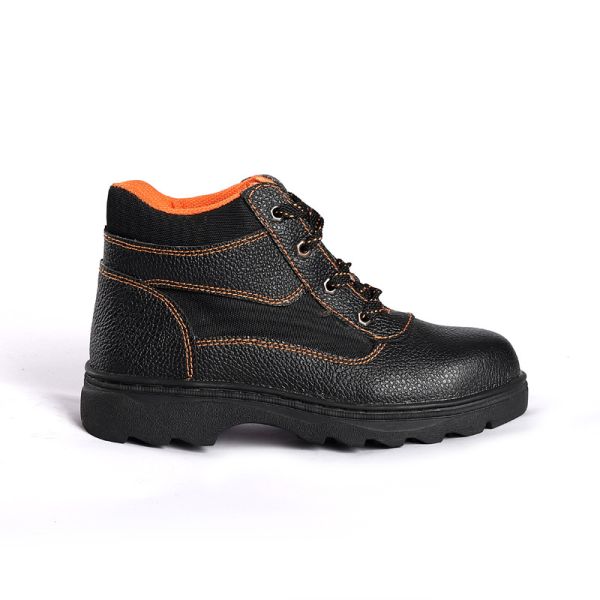 Black Embossed Safety Booty Waterproof Leather Outsole Work Shoes Men