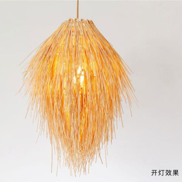Pinecone Tassel Bamboo Chandelier Tea room Lounge natural rattan Hotel lamp(WH-WP-88)