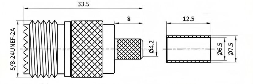 Female Crimp Type RF Connector UHF/PL259 with Nickel-plated Brass and PTFE Insulator for LMR240 Cable