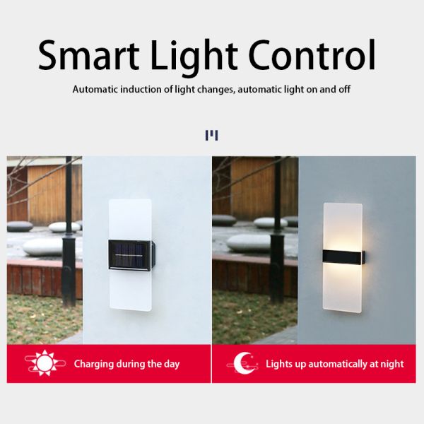 Акриловые светодиоды для наружной стенки Сконс светодиодные солнечные лампы холодное белое свечение