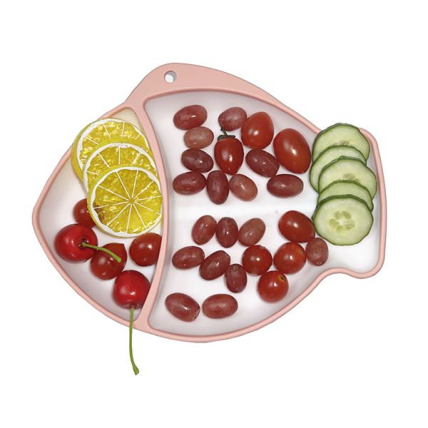 Modern Fish Shaped Dinner Plates Silicone Baby Feeding Utensils Customized