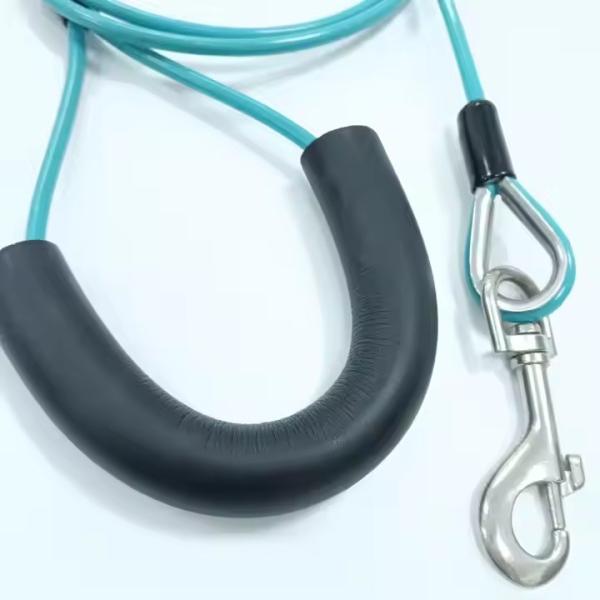 Câble d'attache pour chien à ressort en PVC 7x7 7x19 et piquet, longue laisse en nylon pour animaux de compagnie