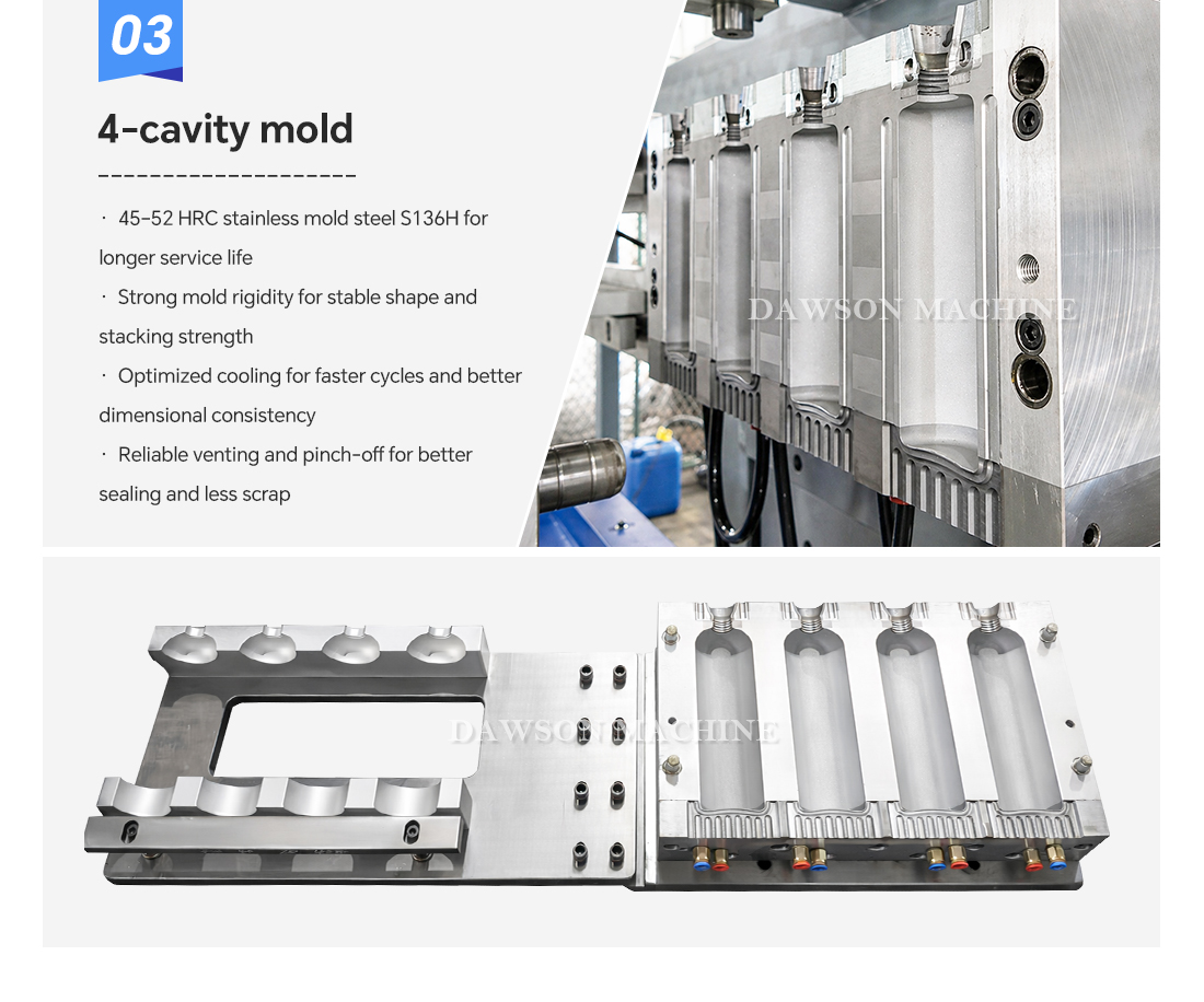 High Speed 4 Head Automatic Extrusion Blow Molding Machine for Plastic Bottle Making