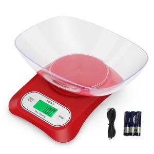 Tela de balanza Gran tazón USB recargable 12kg Balanza de pesas de alimentos