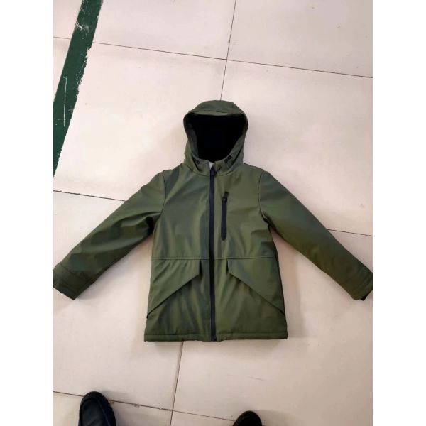 Fashion Olive Outdoor Boys Heavy Winter Coat Polar Fleece Linning Keep Warm