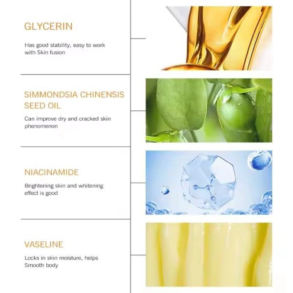 Fábrica OEM de Loción Corporal 500ml Vitamina C Ácido Frutal Blanqueador Loción Corporal AHA