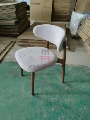 Bowed Back Leather Upholstered Dining Chair With Ash Wood Frame