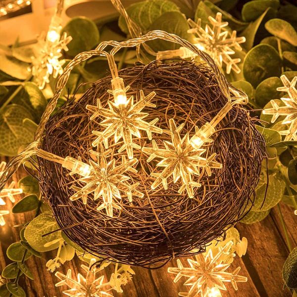 LED Snowflake Lights String Lights Christmas Holiday Home Garden Patio Party Decoration Indoor Outdoor Celebration Light