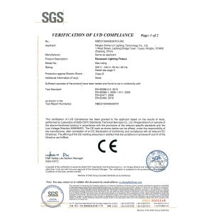 NINGBO SHINE-RUN LIGHTING TECHNOLOGY CO., LTD. Certifications