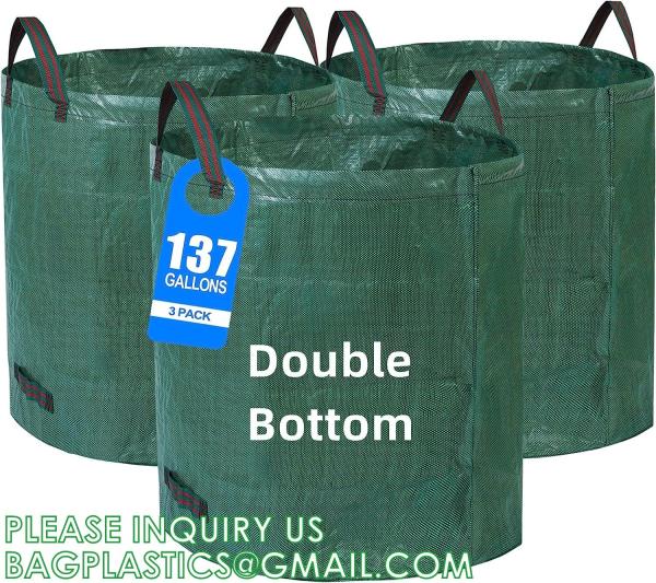 Heavy Duty Home and Yard Waste Bag 48-Gallon Woven Polypropylene, Reusable Lawn and Leaf Garden Bag with Reinforced
