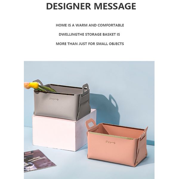 Удобные магазины складная одежда кожаная корзина для хранения Коробка для организации стола с ручкой