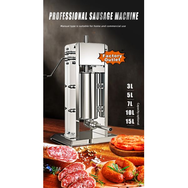 Stainless Steel Sausage Filler for Food Machine Holds 13kg Meat Capacity 15L Capacity