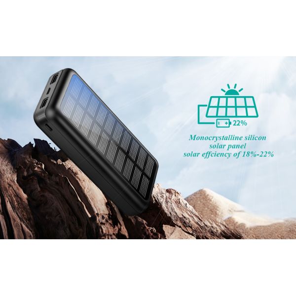 IPX5 Solar Powered Portable Charger 30000mAh Battery Pack For IPhone
