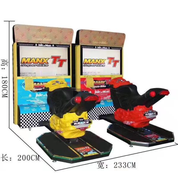Plastic Moto Racing Game Machine 2200*2500*2500mm Cool Coin Operated Driving Simulator