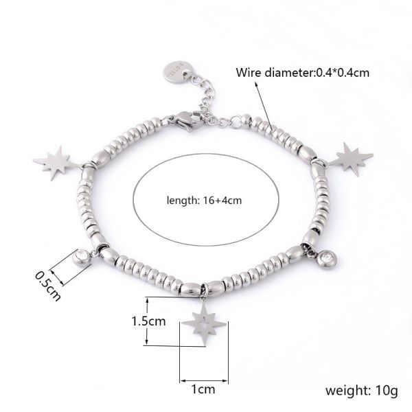Stainless steel star women's bracelet with a niche and fashionable temperament