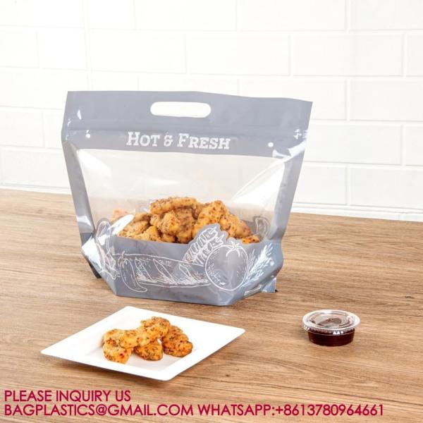 Hot Food Bags, Greaseproof Delivery Bags For Hot Food Built-In Handle, Food Delivery Ba