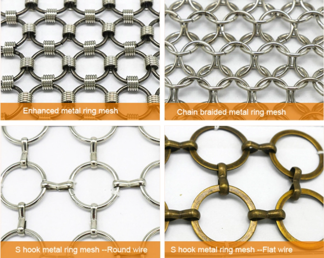 Нержавеющая сталь закрепила петлей сетка кольца металла занавеса цепной почты декоративная