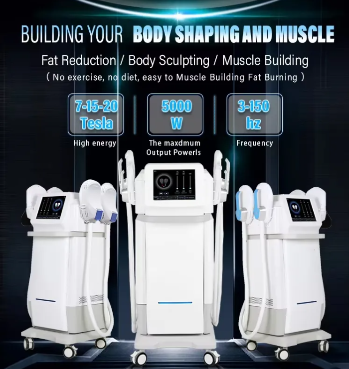 4 Handles Muscle Stimulator EMS Slimming Machine No Side Effects And Painless