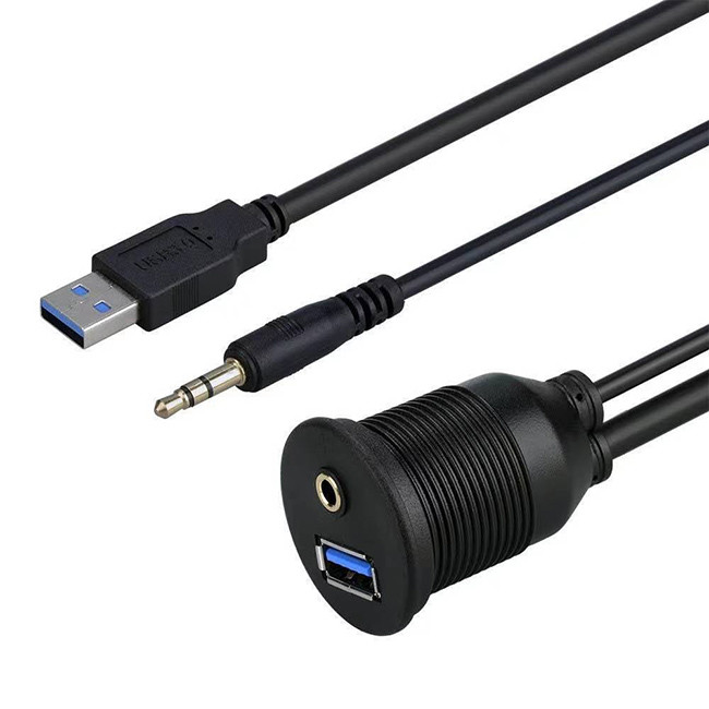 кабель 1m 2m USB3.0 до полудня AF+DC3.5 аудио для приборной панели мотоцикла