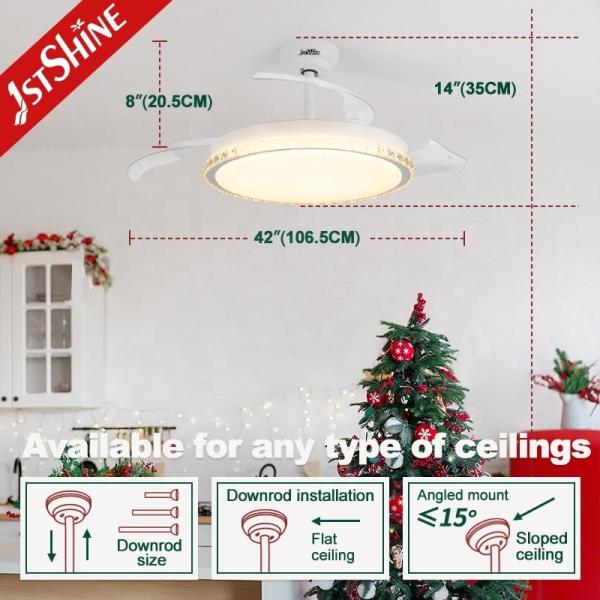 110-240V/50Hz-60Hz LED Ventilador de teto com lâminas retráteis 10- e espaço-salvamento design