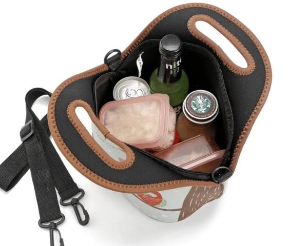 Neoprene Lunch Bag Food Carrier Science Meal Science Purse Shoulder Crossover Unisex Men Women  Child Adjustable Strap