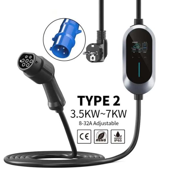 16a Ip65 Ac Ev Portable Electric Car Charging Station Adjustable Ev Charging Pile