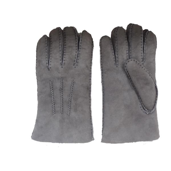 Winter Lamb Fur Merino Shearling Sheepskin Gloves Grey Color Fashion Style