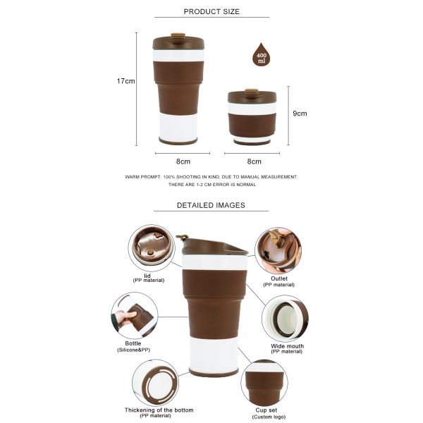 Lightweight 150g 400ML Collapsible Silicone Coffee Cup