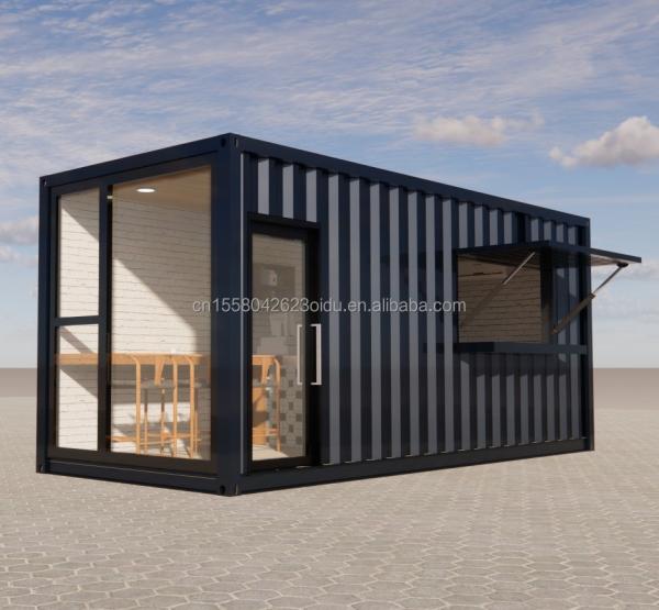 20ft Prefab Shipping Container Pop Up Coffee Shop Restaurant Mobile Container Bar with Modern Bathroom Design and Style