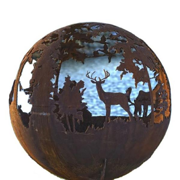 weathering steel Outdoor Wood/Gas Steel Fireplace Assembly Required