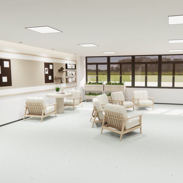Peroxide-Tolerant Seamless Homogeneous Flooring for Hospital Disinfection Zones