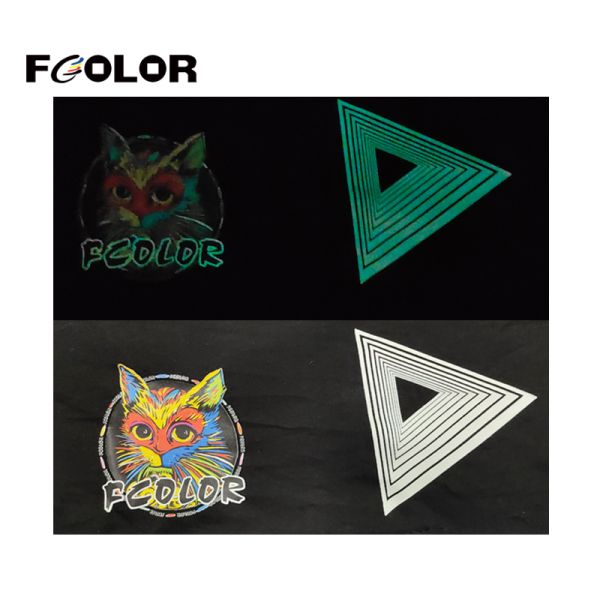 FCOLOR Hot in USA 60cm DTF Glow in the Dark A3 Heat Transfer Film for PET Film Transfer for T Shirt Clothing