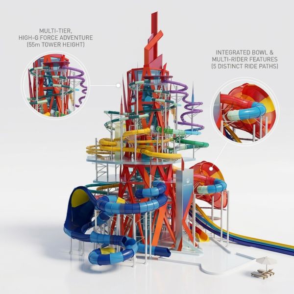 Kids Multi-Lane Water Slide 22M — Space Galaxy Style Theme Park
