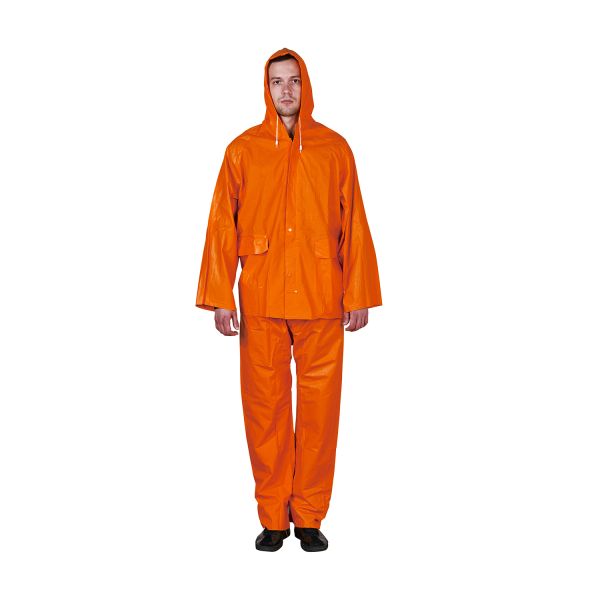 R101-O 100% Water Proof Rain Jacket Pant PVC Polyester Hooded Raincoat 0.25-0.55mm Thickness