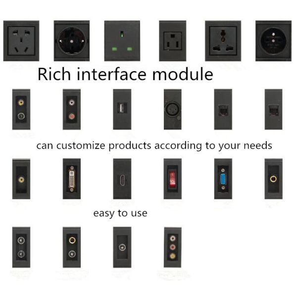 Aluminum Alloy Conference Table Socket Multimedia Information Box , Multi - Function Wireless Desktop Socket