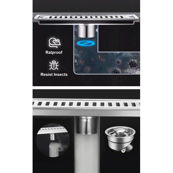 Linear Rectangular Shower Floor Drain With Brush Polishing Finish ODM