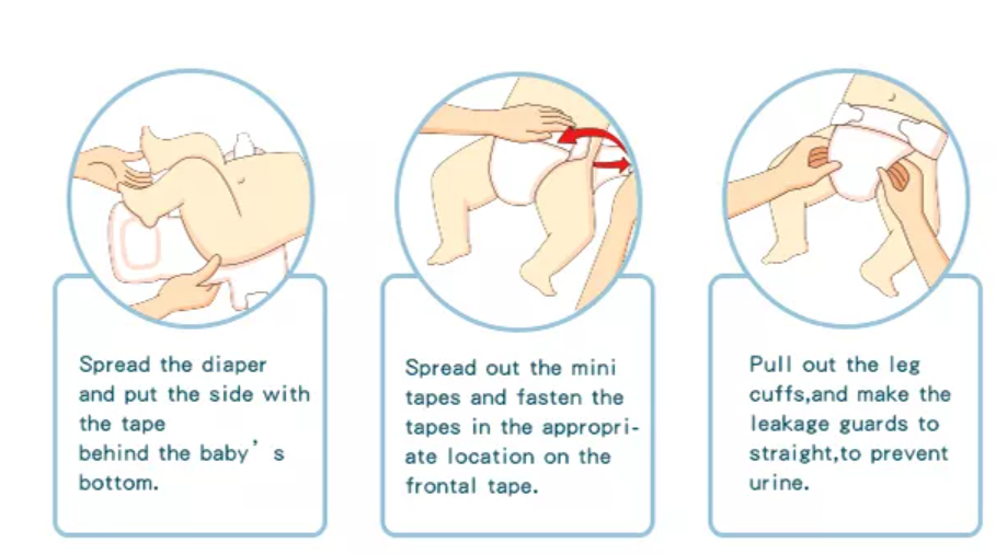 Non Woven Fabric Custom Baby Dipers Skin Friendly Disposable Diapers