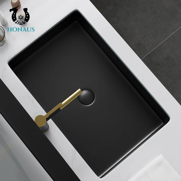 Square Black Matte Sleek Vanity Inset Basin  Large Capacity Nordic Style
