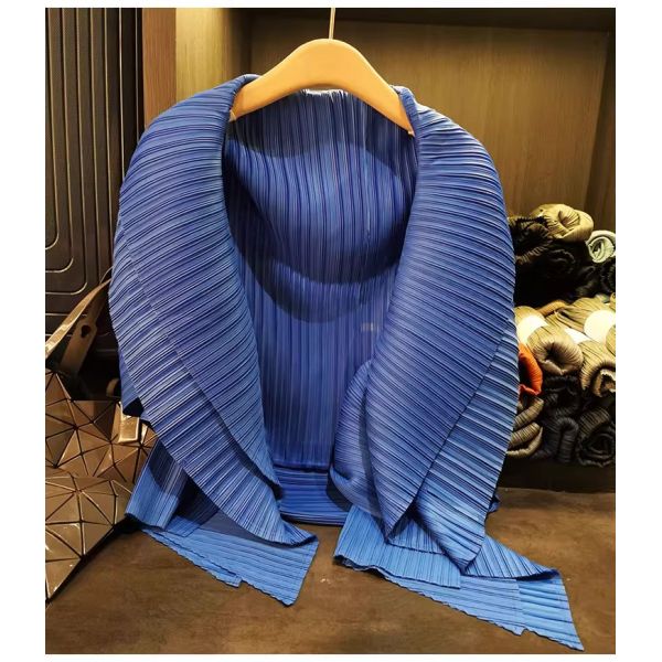 High-End Summer Jacket with Niche Design Pleated Top New Style Large Lapel Loose Casual Solid Color Irregular Dye Processed