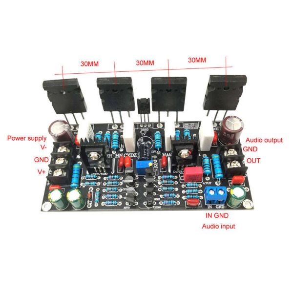 200W Mono Power Amplifier Board with A1943/C5200 High Power Tube and Wide Power Supply Range