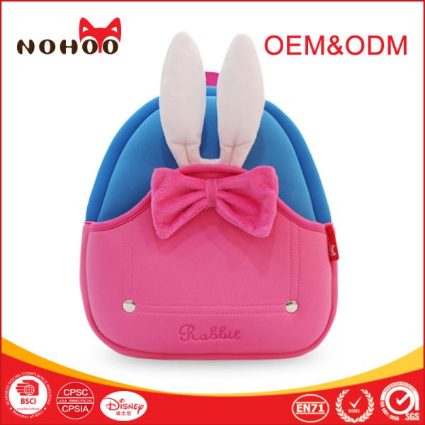 Pink Neoprene Toddler Backpack With Pretty Bowknot / Grab Handle