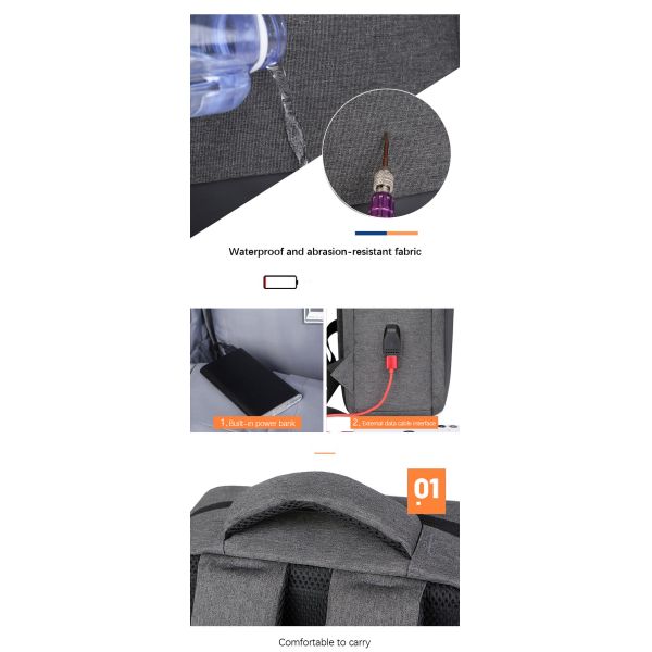 OEM ODM Portable 15.6 Inch Laptop Backpack Oxford smart work rucksack with USB