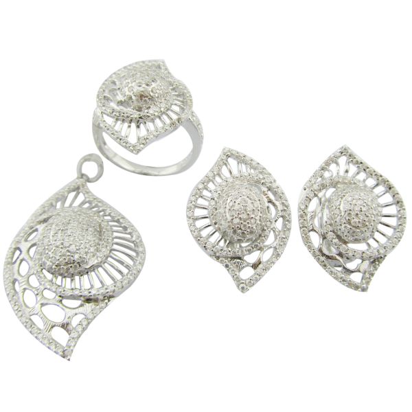 Rhodium Plated Silver 925 Jewelry Set with 7 US Size Ring Now