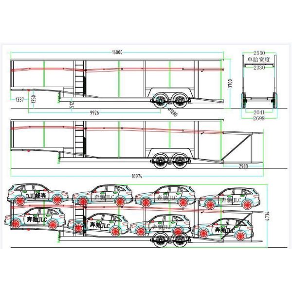 Central Asia Semi Trailer Heavy Duty Car Carrier with ABS Anti-lock Braking System