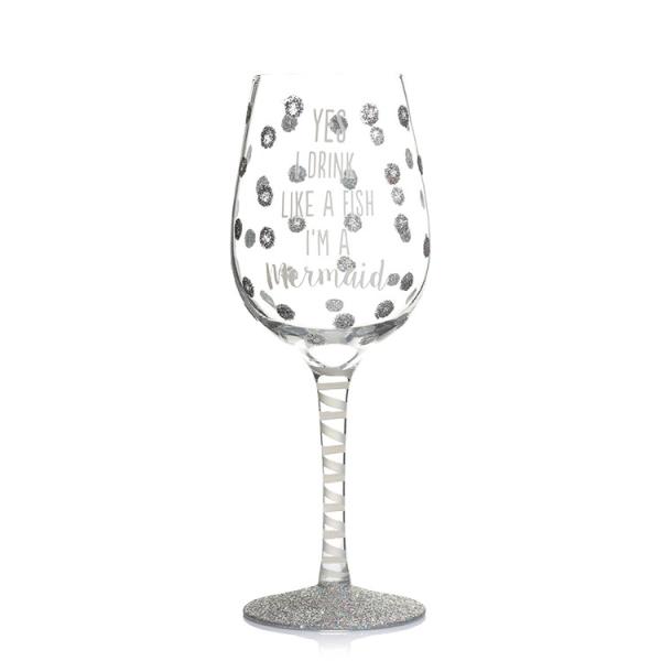 Custom Design High Quality Personalized Glitter 450ml Red Wine Glass Glass Gift
