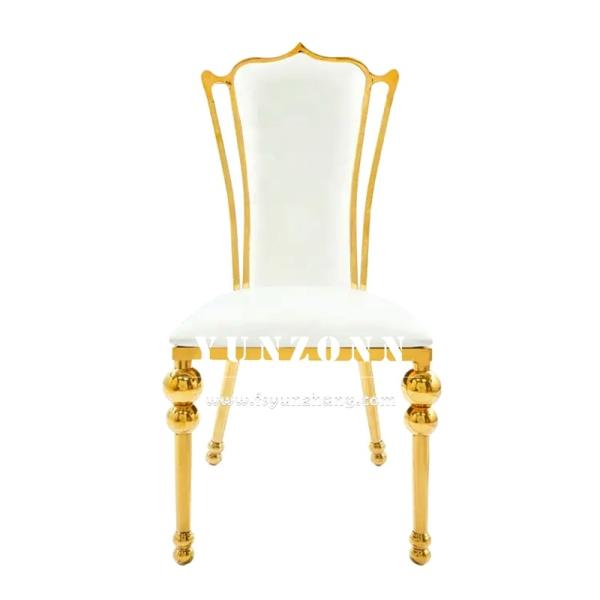 Hotel Restaurant Gold Luxury Throne Wedding Reception Chair Golden Stainless Steel Banquet Chair