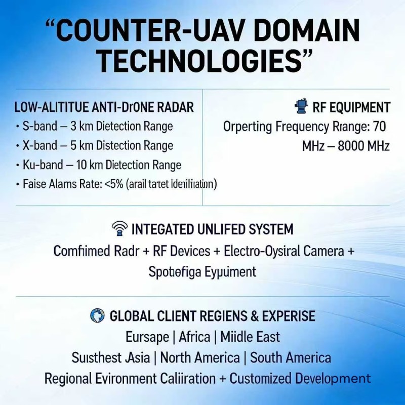 Fixed RF Drone Detector with 70MHz-8GHz Frequency Band 8-21KM Detection Range and 360° Detection Azimuth